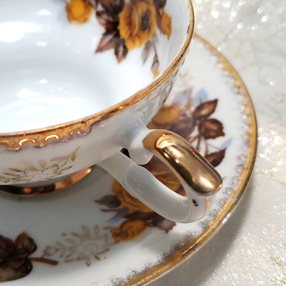 Vintage Marco Autumn Roses Tea Cup and Saucer - Picture 9 of 9